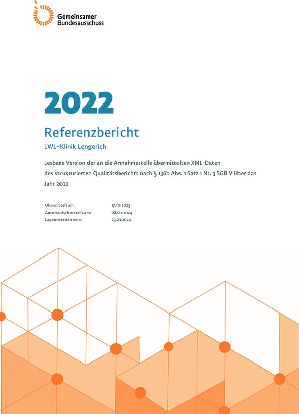 Titelblatt "Strukturierter Qualitätsbericht 2022" der LWL-Klinik Lengerich