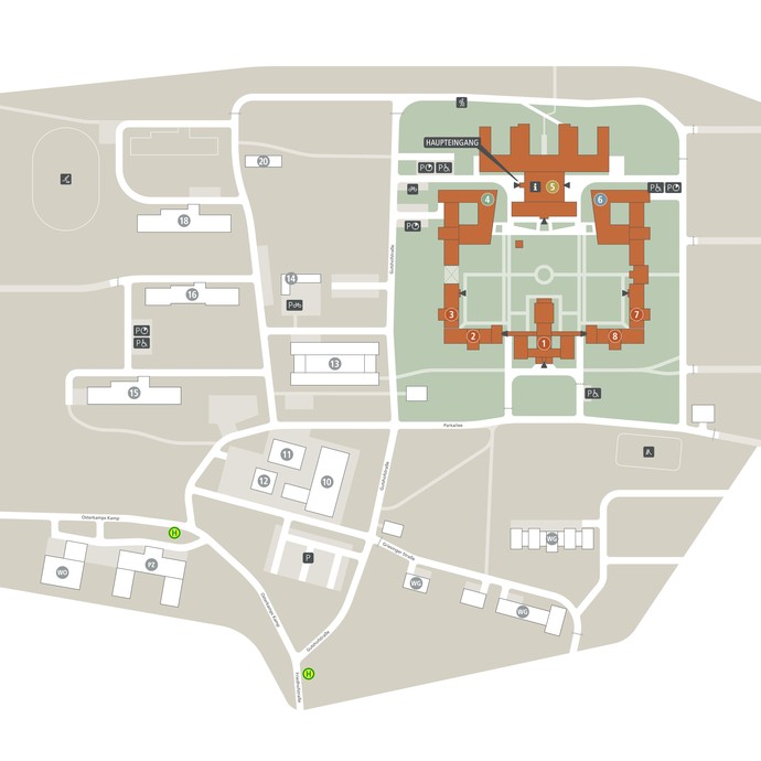 Lageplan des Geländes der LWL-Klinik Lengerich
