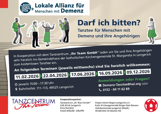 Ein Plakat mit skizzierten tanzenden Menschen